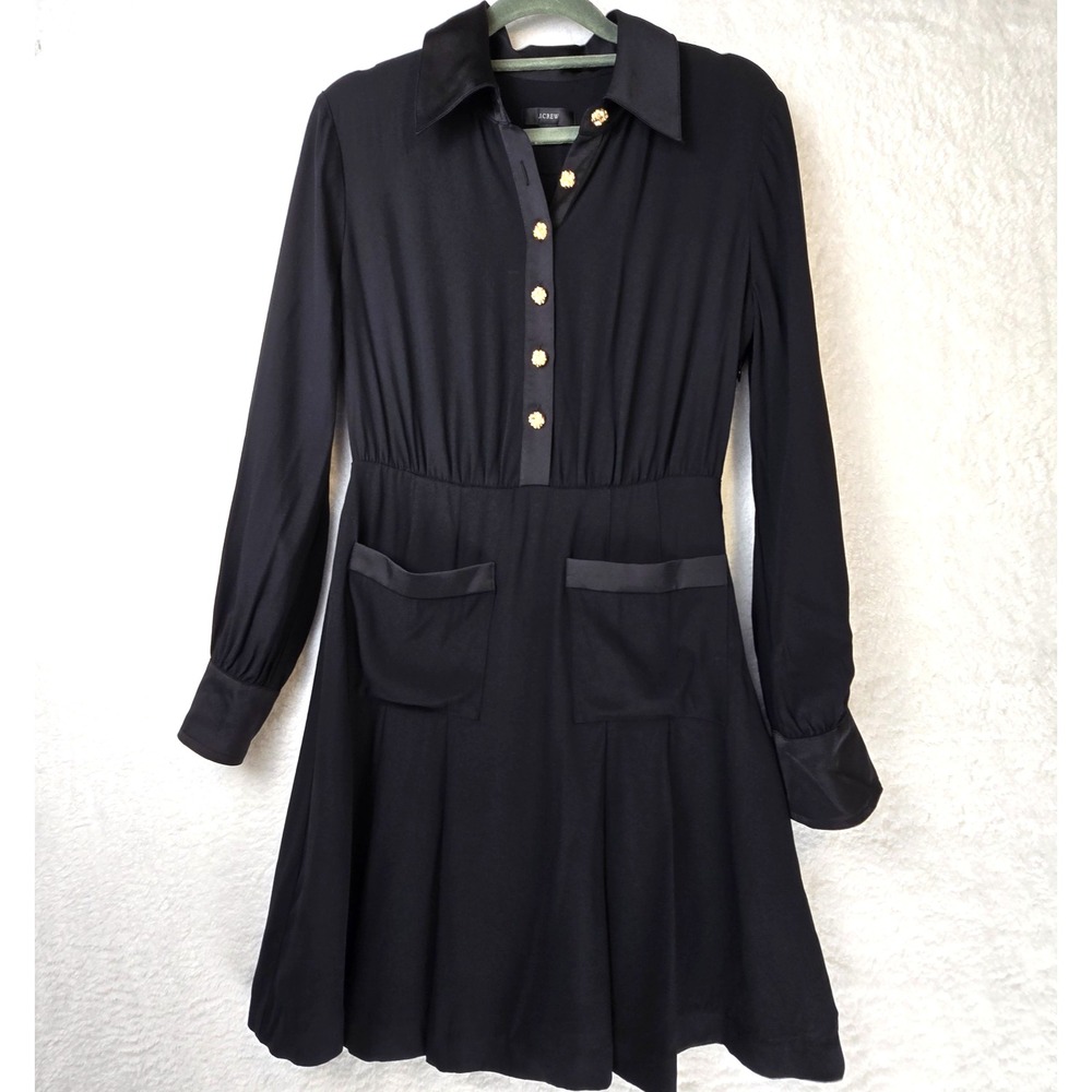 J Crew Dark Academia Dress Sz 0 Viscose‎ Satin Trim Goth Whimsigoth Schoolgirl - Picture 1 of 13